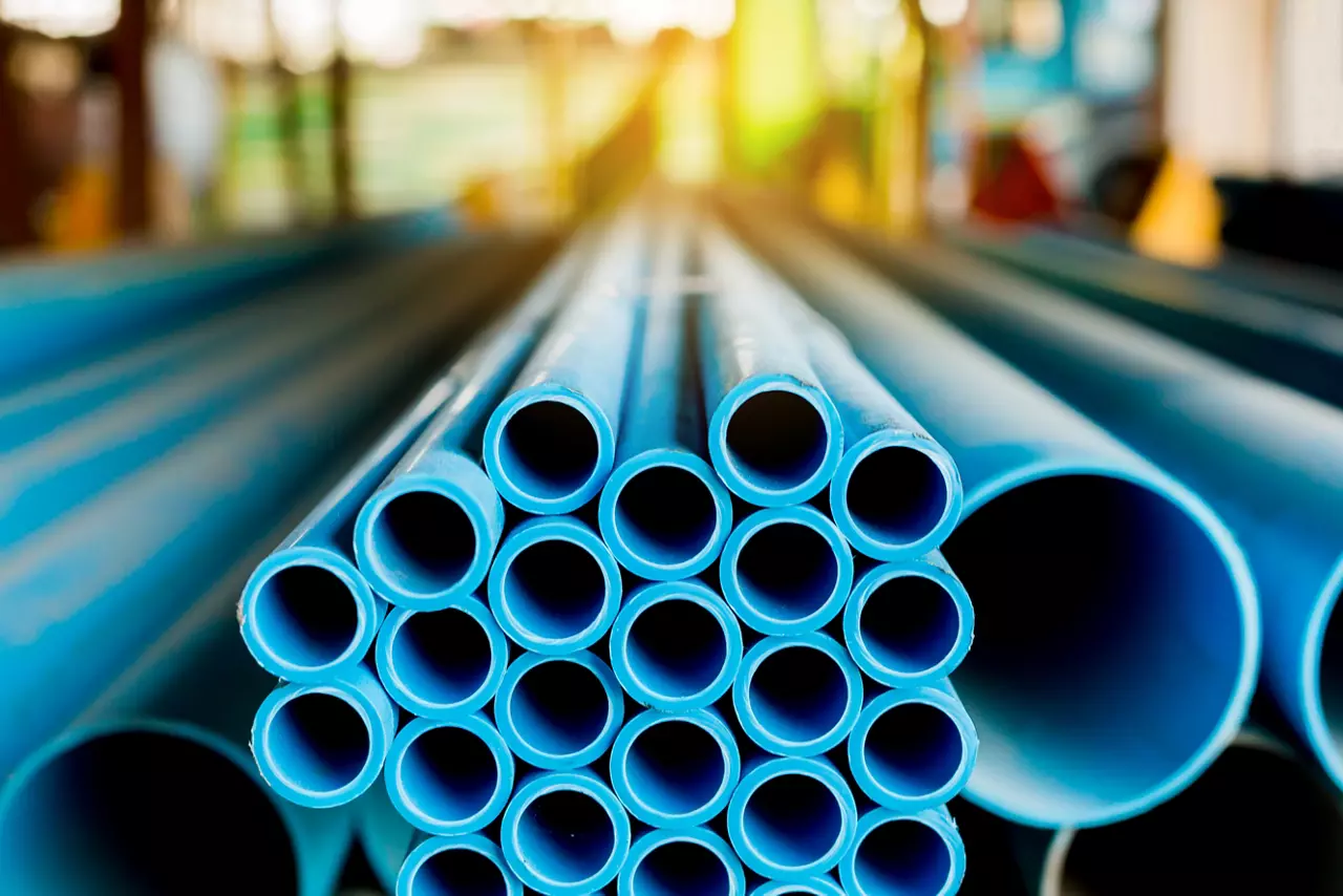 Blue HDPE water pipe